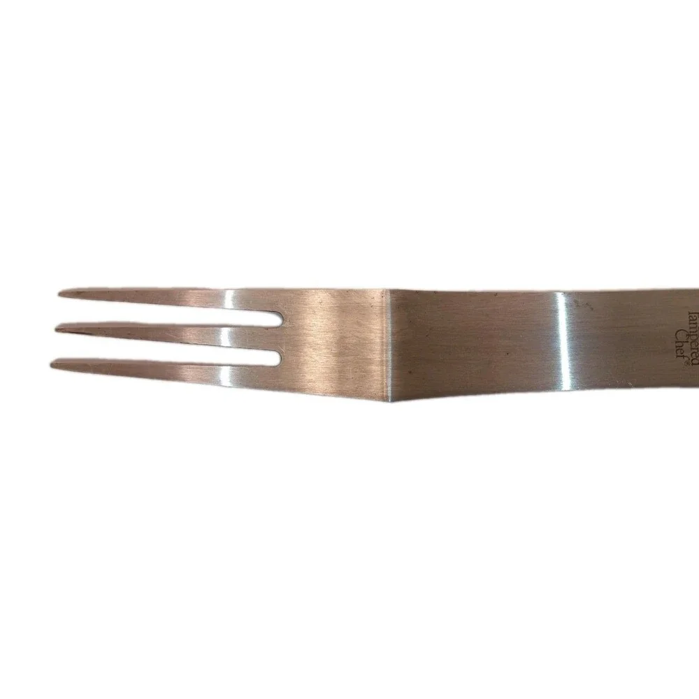 The PAMPERED CHEF Carving Fork for Meat, Stainless Steel, Black Handle, Loop